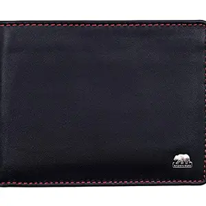 BROWN BEAR Leather Men wallet(Black and Red)