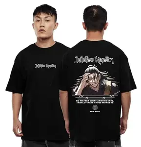 Darkbuck® Oversized T-Shirt for Men and Women Drop Shoulder Loose Baggy Fit Unisex Pure Cotton Tshirt White Jujutsu Kaisen (M)