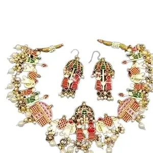 Fashion Latest Stylish Fancy Pearl Choker Traditional Jewellery Set for Women | Temple Necklace Set | Festive Wedding Party Necklace Jewellery Set for Women & Girls