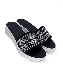 Digni Black and white geometric design flat sandals.