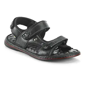 ID Black Velcro 56 Air Pocket Footbed Smart Casual Sandals for Men