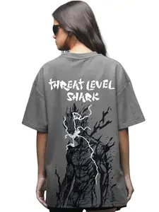 Shark Women's Round Oversized T-Shirt Neck Half Sleeve T-Shirt for Women