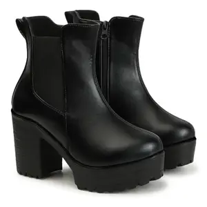 STRASSE PARIS Stylish Women High Heel Ankle Chelsea Boots with Side Zipper For Womens & Girls