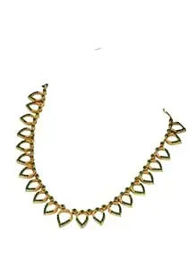 vosgi Antique Designer Gold Necklace with Floral Drop Motifs