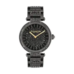 Coach Cary Qtz Basic Gold Round Dial Women's Watch|Ionic Plated Thin Gold Steel & Crystals Material|Gold Color Band - 14504268