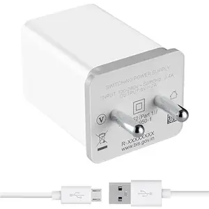 GoSale Charger for Mobiistar E1 Selfie Charger Original Adapter Like Wall Charger | Mobile Fast Charger | Android USB Charger with 1 Meter Micro USB Charging Data Cable (3 Amp, OC14, White)