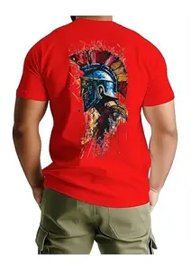 Spartan Graphic Printed T-Shirt, 100% Pure Cotton T-Shirt (in, Alpha, XL, Regular, Red)