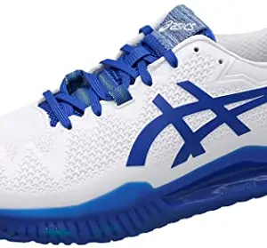 ASICS Men's Gel-Resolution 8 White/Tuna Blue Tennis Shoes-UK7