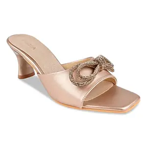 ROCIA Regal Rose Gold Women Diamond Bow Stilettos