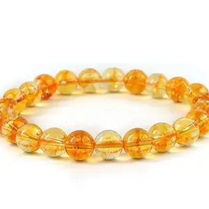 Rare Gems Gallery सुनहला रत्न ब्रेसलेट Sunhela Stone Original Certified By IGL Stretchable Pila Pathar Stone Outstanding Collection Citrine Bracelet Round Shape Yellow Stone Baslet For Wearing