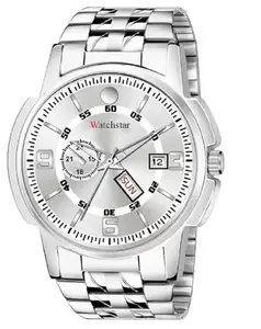 Unique Premium Silver Dial Day Date Steel Watch for Men