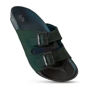 SOLETHREADS HERMES | Slides for Men | Stylish| Cushion | Bounce Back | Durable | Velvet Upper | Outdoor | Slides |Sliders for Men | OLIVE | 6UK