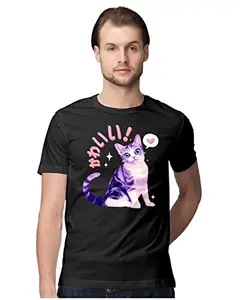 Men's Regular Fit T-Shirt Kawaii Kitten - Japanese Cat 100% Cotton T-Shirt Black; _KAWAIIKITTMEN-Black L Men Round_bz