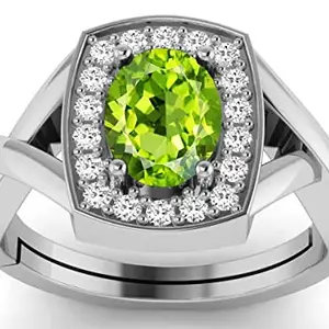 APSSTONE 6.25 Ratti 5.00 Carat AA++ Quality Natural Peridot birthstones Gemstone Silver Plated Ring Adjustable For Women's and Men's (Lab Certified)