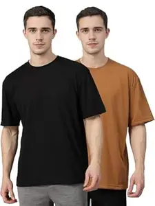 CHKOKKO Oversized Tshirt for man Solid Classic Round Neck Loose Fit Half Sleeve Soft and Comfortable Casual Stylish wear for Summer