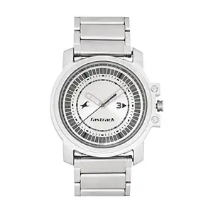 Fastrack Men Stainless Steel Silver White Dial Analog Watch -Np3039Sm03, Band Color-Silver