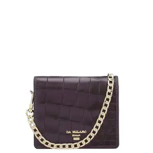 Da Milano Leather Women Sling Wallet - Purple (10259A)