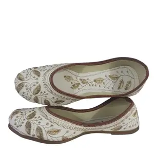 White Golden Jutti (White, UK Footwear Size System, Adult, Women, Numeric, Medium, 6)