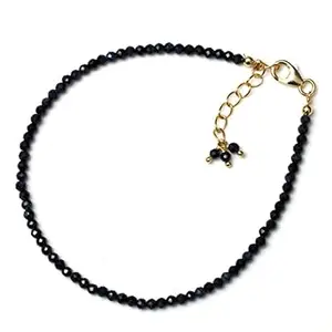 RRJEWELZ Blue Sapphire Bracelet for Men & Women – 2-2.5mm Round Faceted Blue Beads – 7 inch adjustable with Silver Plated Clasp – Healing, Fashion, Gift, Spiritual, Yoga|LCBR_RR_01606