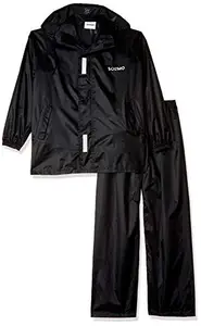 Amazon Brand - Solimo Water Resistant Polyester Rain Coat with Pant, Black, Large