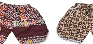 RK Fashion KESTOPUR Men's Cotton Drawstring Shorts - Maroon & Dark Green - Comfortable & Stylish Lounge Shorts L Size