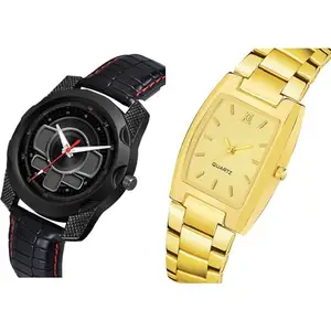 Neutron Designer Analog Black and Gold Color Dial Boys Watch - S108-BL46.109 (Pack of 2)