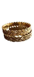 Gold-Plated Copper Gold-Plated-Plated Bangle Set For Women set of 2 | SIZE - XL | HJ_0037_XL
