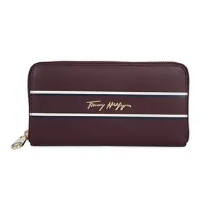 Tommy Hilfiger Greta Women Leather Zip Around Wallet Handbag - Wine