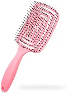 bizwiz REYSUN Hair Brush, Curved Vented Brush Faster Blow Drying, Professional Curved Vent Styling Hair Brushes for Women, Men, Paddle Detangling Brush for Wet Dry Curly Thick Straight Hair (pink)