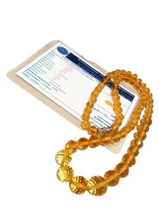 Stone GEMS Gallery Extremely Gorgeous Citrine Crystal Necklace Transparent 7Mm to 12Mm Diamond Cut Round Shape Knotted with White Clasp for Women Premium A1++ सिट्रिन नेकलस ओरिजिनल Yellow Necklace