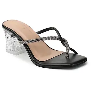 madam glorious Women's Black Fashion Sandals- 8 UK (hb5_black_41)