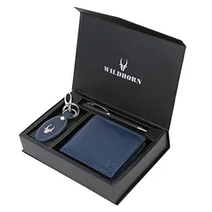 WildHorn Leather Men's Blue Wallet Combo