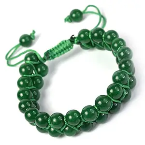 Crystu Green Aventurine Bracelet Macrame Bracelet Nylon Cord Adjustable Wristband Double line Stone Bracelet for Women & Men