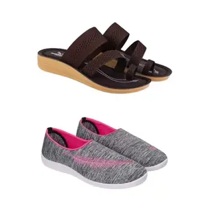 ZENWEAR Extra Soft Classic Casual wear with Flexibility Technology Flip-Flop Combo for Women's/Girl's(6141+1543)(4) Multicolor