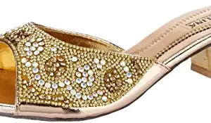 WalkTrendy Womens Rosegold Sandals With Heels - 5 Uk (Wtdw219_Rosegold_8)