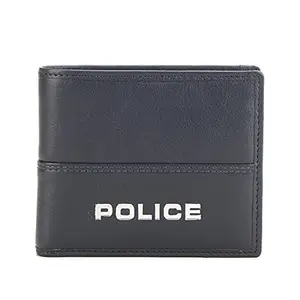 POLICE Men's Leather Overflap Coin Wallet - Navy/Red/Green/Yellow