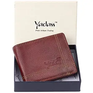 YADASS RFID Protected Leather Bi-fold Wallet for Men I 8 Card Slots I 2 Currency Compartments (YD-22118-BW)