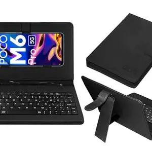 ACM Keyboard Case Compatible with Poco M6 Pro Mobile Flip Cover Stand Direct Plug & Play Device for Study & Gaming Black