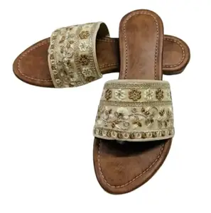 Ethnic Embroidered Flat Sandals, Very nice looking pair of Tupper Sholl Foam Lasers embroidery bell is very comfortable