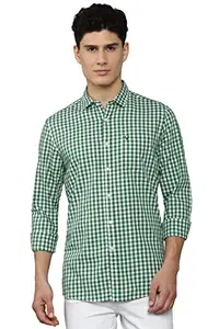 Allen Solly Men's Checkered Classic Fit Shirt (ALSFVCUFX42202_Green 39)