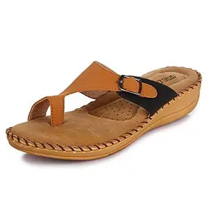 ORTHO JOY Women's Extra-Soft Doctor Ortho Flip-Flops Slippers (Brown, Tan)
