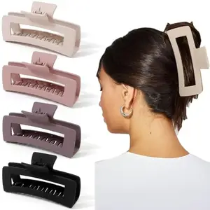 Skvilla rectangle claw clip 4 Pack Hair jumbo Strong Hold matte hair clips Fashion Hair Styling Accessories for women Girls