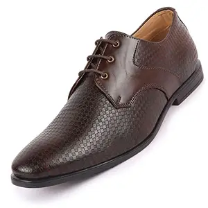 FAUSTO FST KI-8820 BROWN-43 Men's Brown Pattern Formal/Office Lace Up Shoes (9 UK)