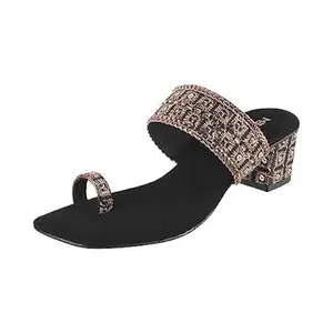 Metro Women's Gold Ethnic wear Block Heel Fashion Sandals