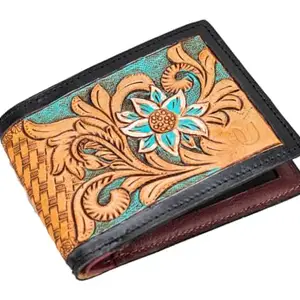 URBAN COLOR Hand Tooled Leather Wallets (Perfectly Crafted for Daily Use_Multicolor)
