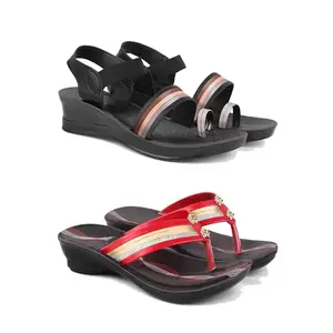 Stylish Heeled Sandals for Women/Comfortable & Lightweight, Daily Wear S_(Combo 2)-1960-1958-6