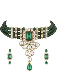 Latest Stylish Stone Studded Jewellery Set for Women |Festive Wedding Party Necklace Earrings|JS_76|