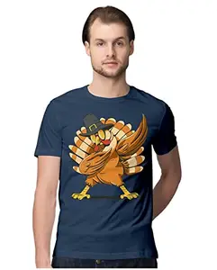 ALLEN BLACK Men's Regular Fit T-Shirt Cool Thanksgiving Turkey Dabbing 100% Cotton T-Shirt Navy Blue_CTHNKGTMEN-Navy Blue 5XL Men Round_