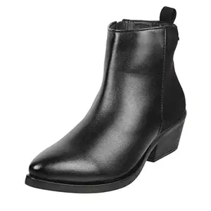Mochi Women Black Leather Ankle Boot UK/4 EU/37 (31-90)