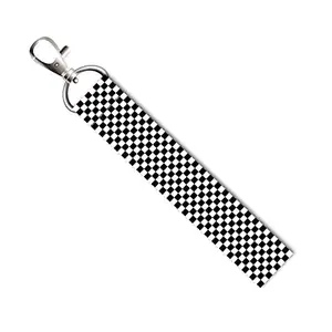 ISEE 360® Black White Cubes Lanyard Tag with Swivel Lobster for Gift Luggage Bags Backpack Laptop Bags L X H 5 X 0.8 INCH